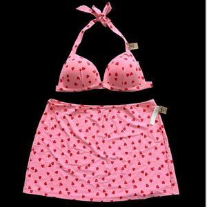 Victorias Secret Set Molded Padded Cups Halter Bikini Top & matching Skirt XXL